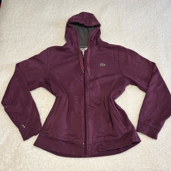 Lacoste Tops - Lacoste Sport Women Purple Fleece Full Zip Hoodie